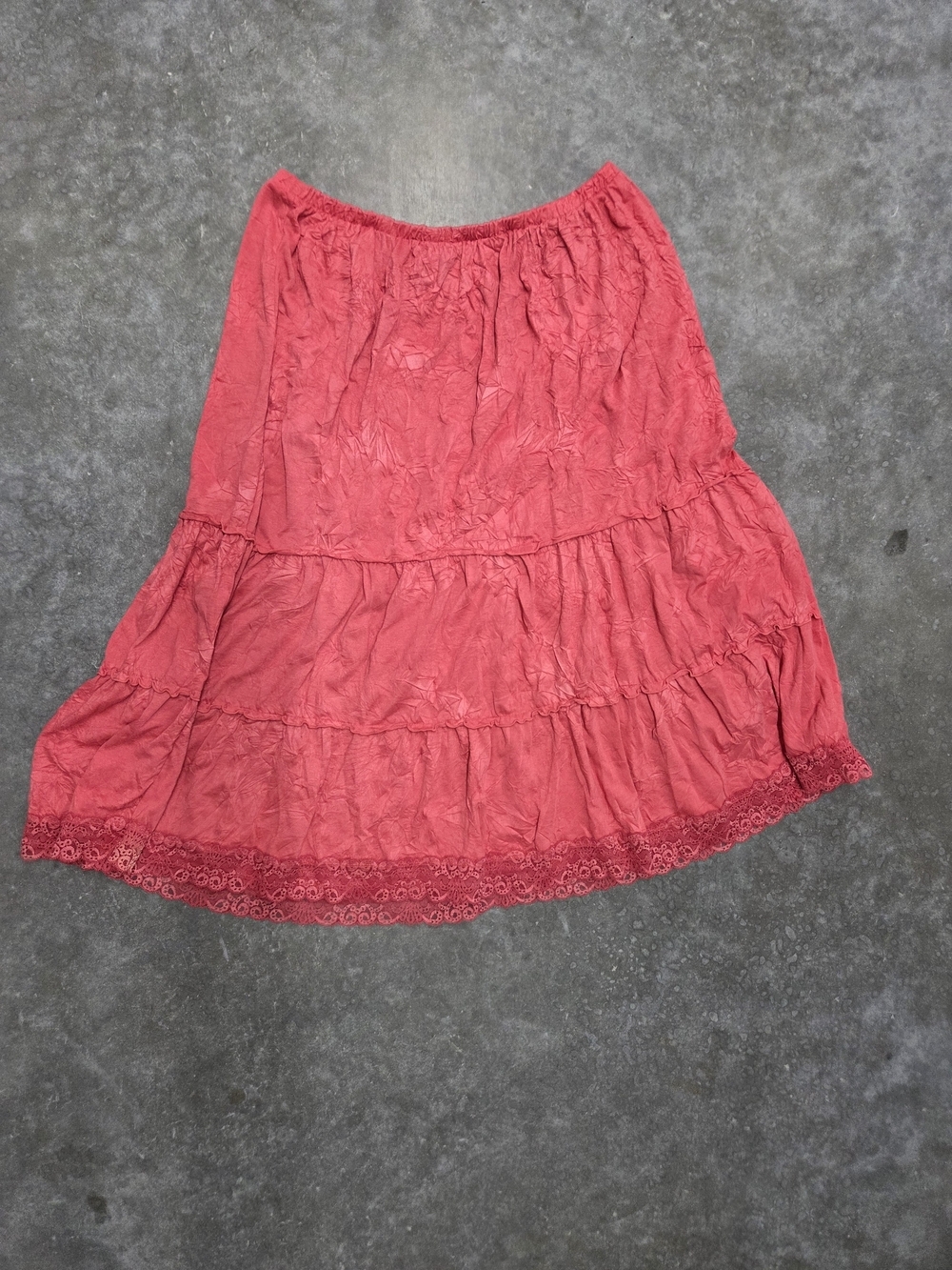 Venezia Coral Tiered Lace-Trim Skater Skirt Feminine Size 18/20